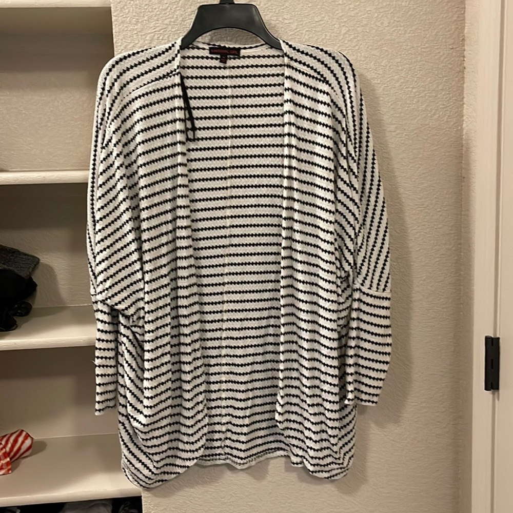 Material girl size medium black and white cardigan